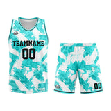 Custom Basketball Jersey Uniform Suit Printed Your Logo Name Number Aqua&White