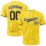 Custom Full Print Design Baseball Jersey Yellow camouflage