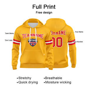 Custom Sweatshirt Hoodie For Men Women Girl Boy Print Your Logo Name Number Yellow&Red&White