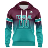 Custom Gradient Sweatshirt Hoodie For Man Woman Girl Boy Print Your Logo Name Number Burgundy&Teal