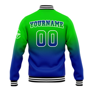 Custom Gradient Varsity Jacket Letterman jacket for Men, Women and Youth Green Blue