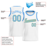 Custom Stitched Basketball Jersey for Men, Women And Kids White-Light Blue-Yellow