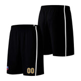 Custom basketball jersey shorts for men and women. Embroidered and printed name, number and logo Black