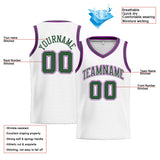 Custom Stitched Basketball Jersey for Men, Women And Kids White-Green-Purple