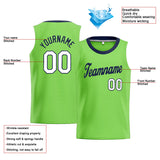 Custom Stitched Basketball Jersey for Men, Women And Kids Neon Green-Navy-White