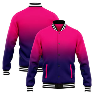 Custom Gradient Varsity Jacket Letterman jacket for Men, Women and Youth Rose Dark Purple