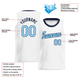 Custom Stitched Basketball Jersey for Men, Women And Kids White-Light Blue-Navy