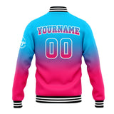 Custom Gradient Varsity Jacket Letterman jacket for Men, Women and Youth Light Blue Pink