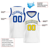 Custom Stitched Basketball Jersey for Men, Women And Kids White-Royal-Yellow