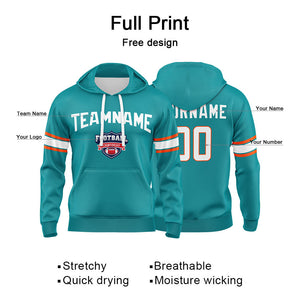 Custom Sweatshirt Hoodie For Men Women Girl Boy Print Your Logo Name Number Aqua&Orange&White