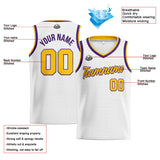 Custom Stitched Basketball Jersey for Men, Women  And Kids White-Yellow-Purple