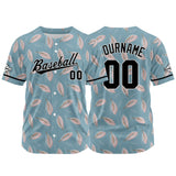 Custom Full Print Design Baseball Jersey gray blue