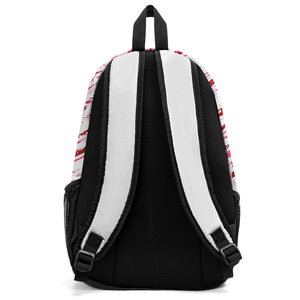 Customize Red White Sports Backpacks Featuring Personalized Names, Numbers and Logos