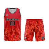 Custom Basketball Jersey Uniform Suit Printed Your Logo Name Number Flame&Red