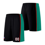 Custom basketball jersey shorts for men and women. Embroidered and printed name, number and logo Black&Green