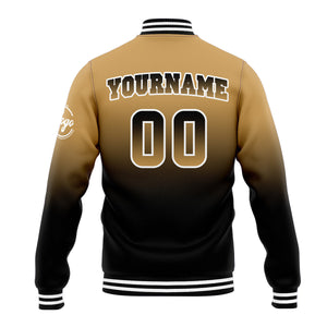 Custom Gradient Varsity Jacket Letterman jacket for Men, Women and Youth Gold Black