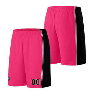 Custom basketball jersey shorts for men and women. Embroidered and printed name, number and logo Pink&Black