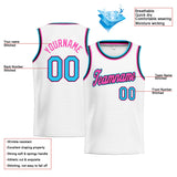 Custom Stitched Basketball Jersey for Men, Women And Kids White-Pink-Light Blue