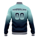 Custom Gradient Varsity Jacket Letterman jacket for Men, Women and Youth Light Teal Navy