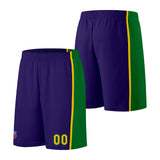 Custom basketball jersey shorts for men and women. Embroidered and printed name, number and logo Purple