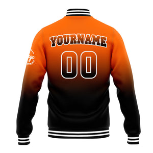 Custom Gradient Varsity Jacket Letterman jacket for Men, Women and Youth Orange Black