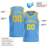 Custom Stitched Basketball Jersey for Men, Women And Kids Light Blue-Yellow