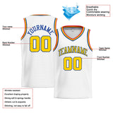 Custom Stitched Basketball Jersey for Men, Women And Kids White-Yellow-Royal-Red