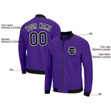 Custom Long Sleeve Windbreaker Jackets Uniform Printed Your Logo Name Number Purple-Black-White