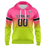 Custom Gradient Hoodie For Man Woman Girl Boy Print Your Logo Name Number Pink&Chartreuse