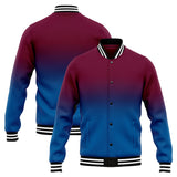 Custom Gradient Varsity Jacket Letterman jacket for Men, Women and Youth Burgundy Blue