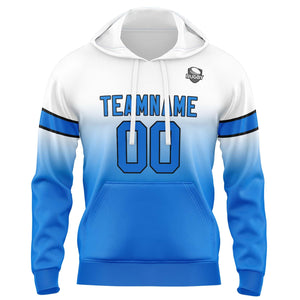 Custom Gradient Hoodie For Man Woman Girl Boy Print Your Logo Name Number White&Blue