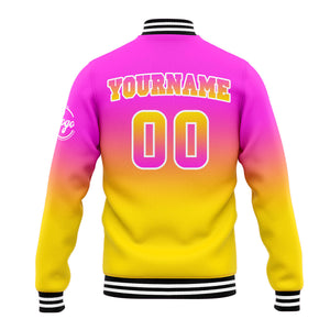 Custom Gradient Varsity Jacket Letterman jacket for Men, Women and Youth Pink Yellow