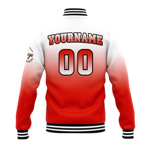 Custom Gradient Varsity Jacket Letterman jacket for Men, Women and Youth White Red