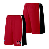 Custom basketball jersey shorts for men and women. Embroidered and printed name, number and logo Red