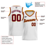 Custom Stitched Basketball Jersey for Men, Women  And Kids White-Burgundy-Yellow