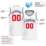 Custom Stitched Basketball Jersey for Men, Women And Kids White-Navy-Red