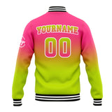 Custom Gradient Varsity Jacket Letterman jacket for Men, Women and Youth Pink Chartreuse