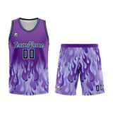 Custom Basketball Jersey Uniform Suit Printed Your Logo Name Number Flame&Purple