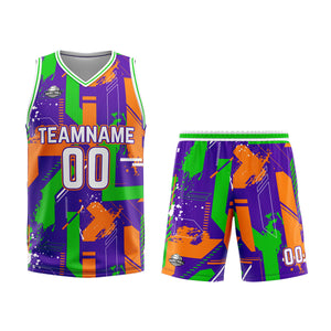 Custom Purple Orange Basketball Jersey Uniform Suit Printed Your Logo Name Number