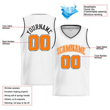 Custom Stitched Basketball Jersey for Men, Women And Kids White-Orange-Black