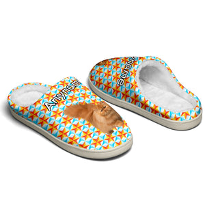 Custom Your Own Personalized Cotton Slippers for Dog Cat Lover Add Any Text Photoes Orange Star