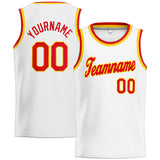 Custom Stitched Basketball Jersey for Men, Women And Kids White-Red-Yellow