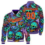 Custom Psychedelic Skeleton & Blue Orange Varsity Jacket for Men Women and Youth with Personalized Letterman Jacket