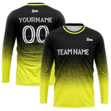 long sleeve basketball soccer football shooting shirt for adults and kids black-yellow