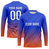 Custom Basketball Soccer Football Shooting Long T-Shirt for Adults and Kids Blue-Orange