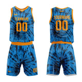 custom tie-dye basketball suit for adults and kids  personalized jersey navy