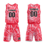 custom tie-dye basketball suit for adults and kids  personalized jersey red