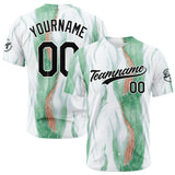 Custom Full Print Design Baseball Jersey White-Green