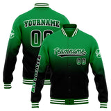 Custom Gradient Varsity Jacket Letterman jacket for Men, Women and Youth Green Black