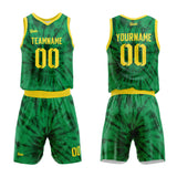 custom tie-dye basketball suit for adults and kids  personalized jersey green